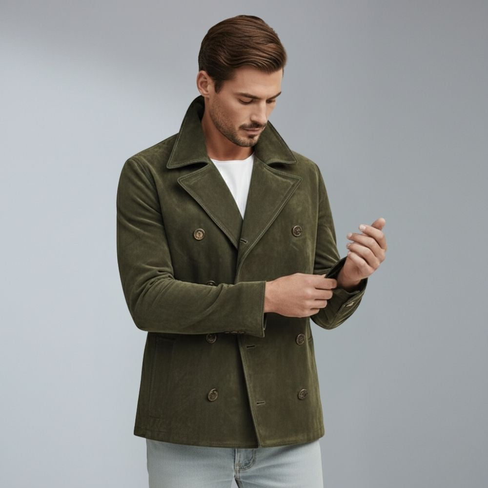 Men's slim fit double-breasted lapel jacket