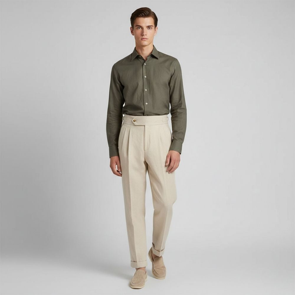 Men's summer high waist straight trouser