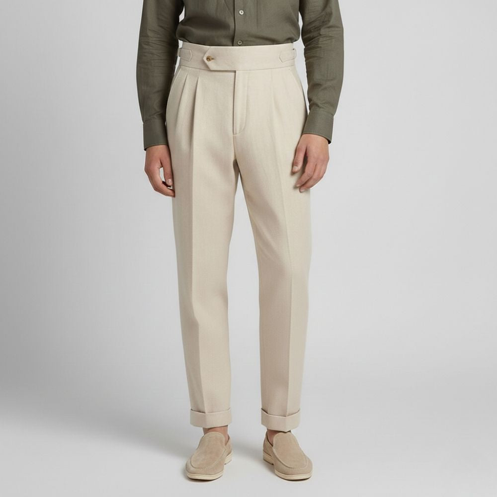 Men's summer high waist straight trouser