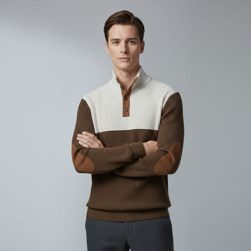 Men's button-up pullover sweater