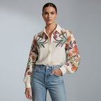 Women's floral printed long sleeve blouse