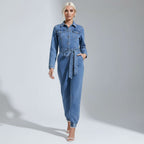 Women’s denim jumpsuit with belt
