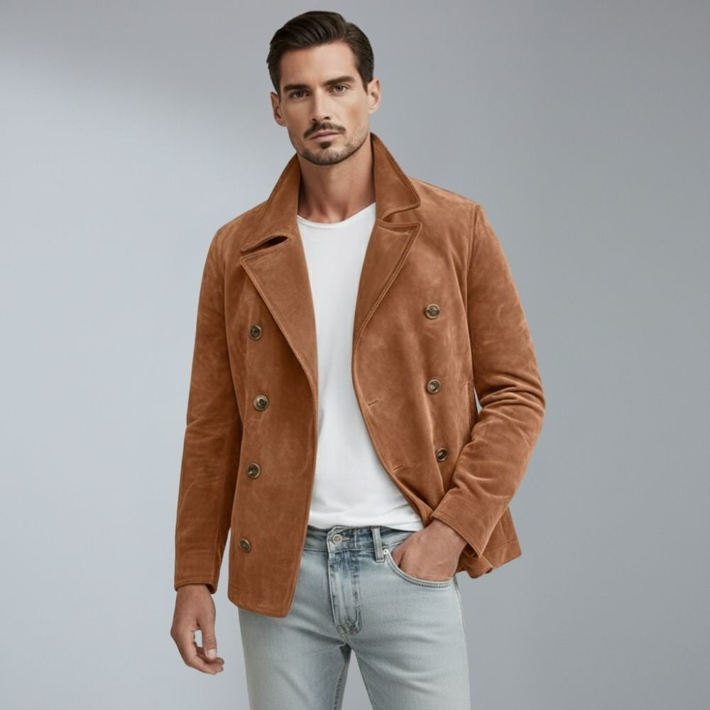 Men's slim fit double-breasted lapel jacket