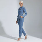 Women’s denim jumpsuit with belt