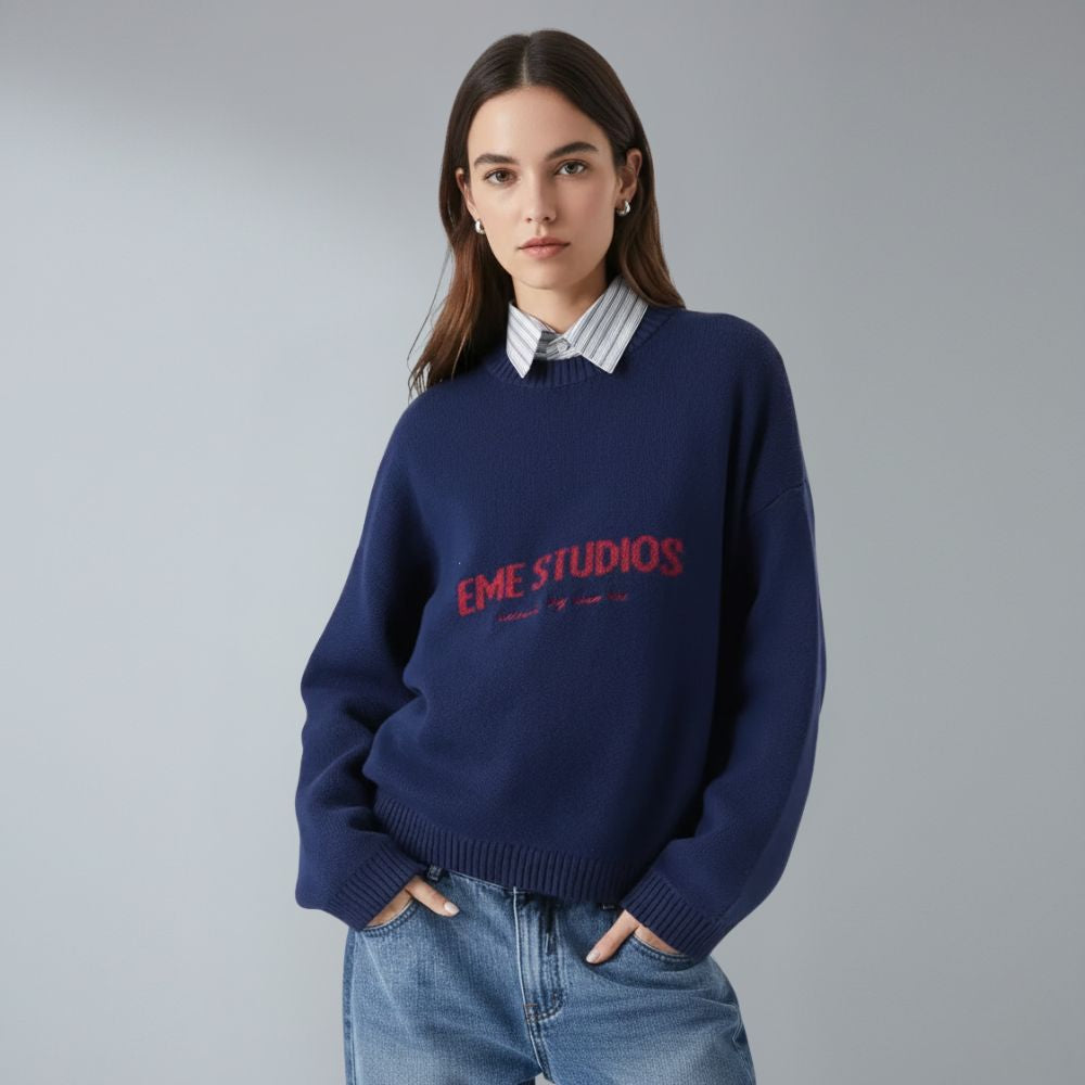 Womens letter knit pullover sweater
