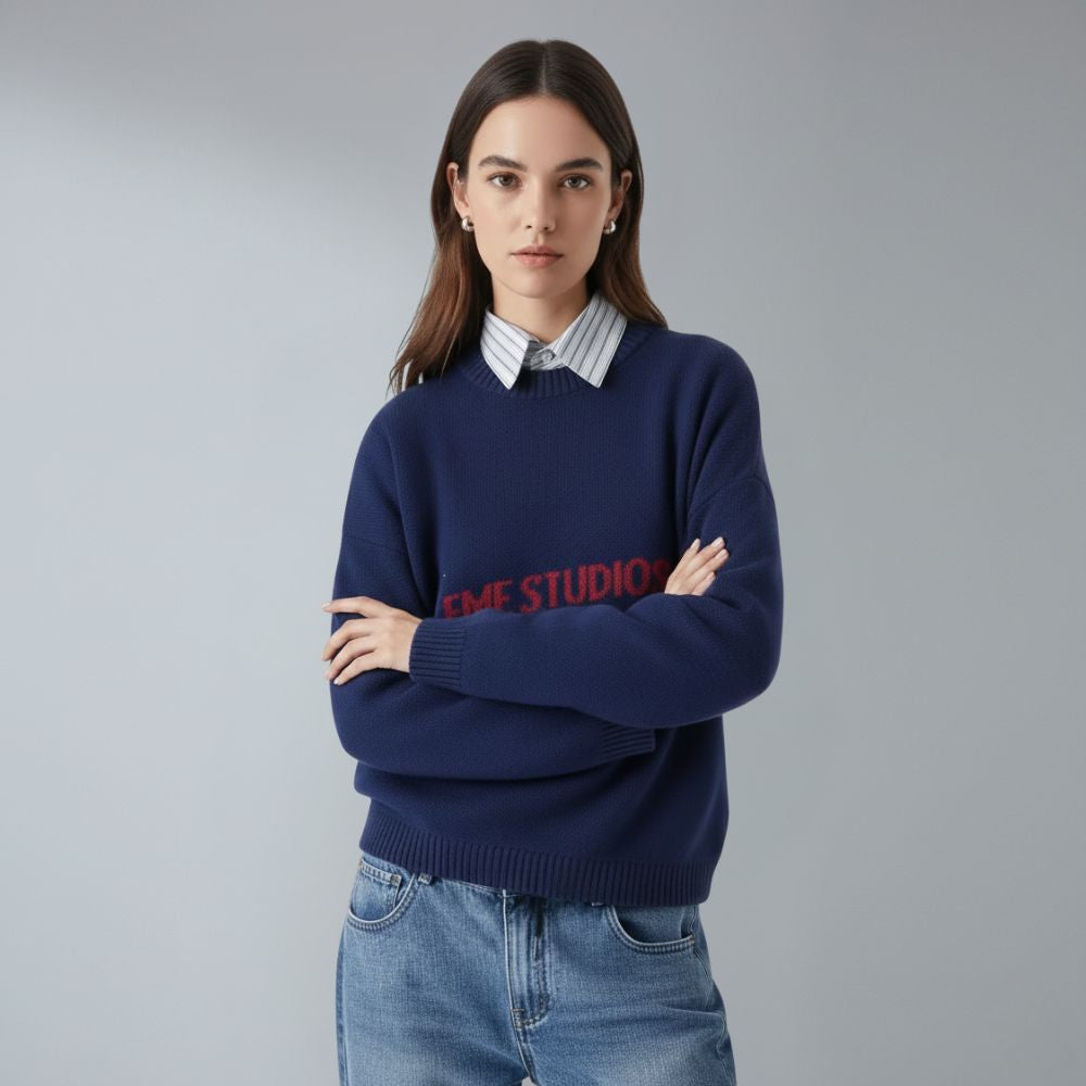 Womens letter knit pullover sweater