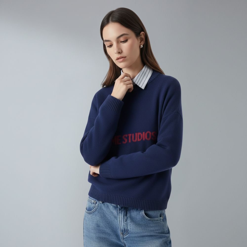 Womens letter knit pullover sweater